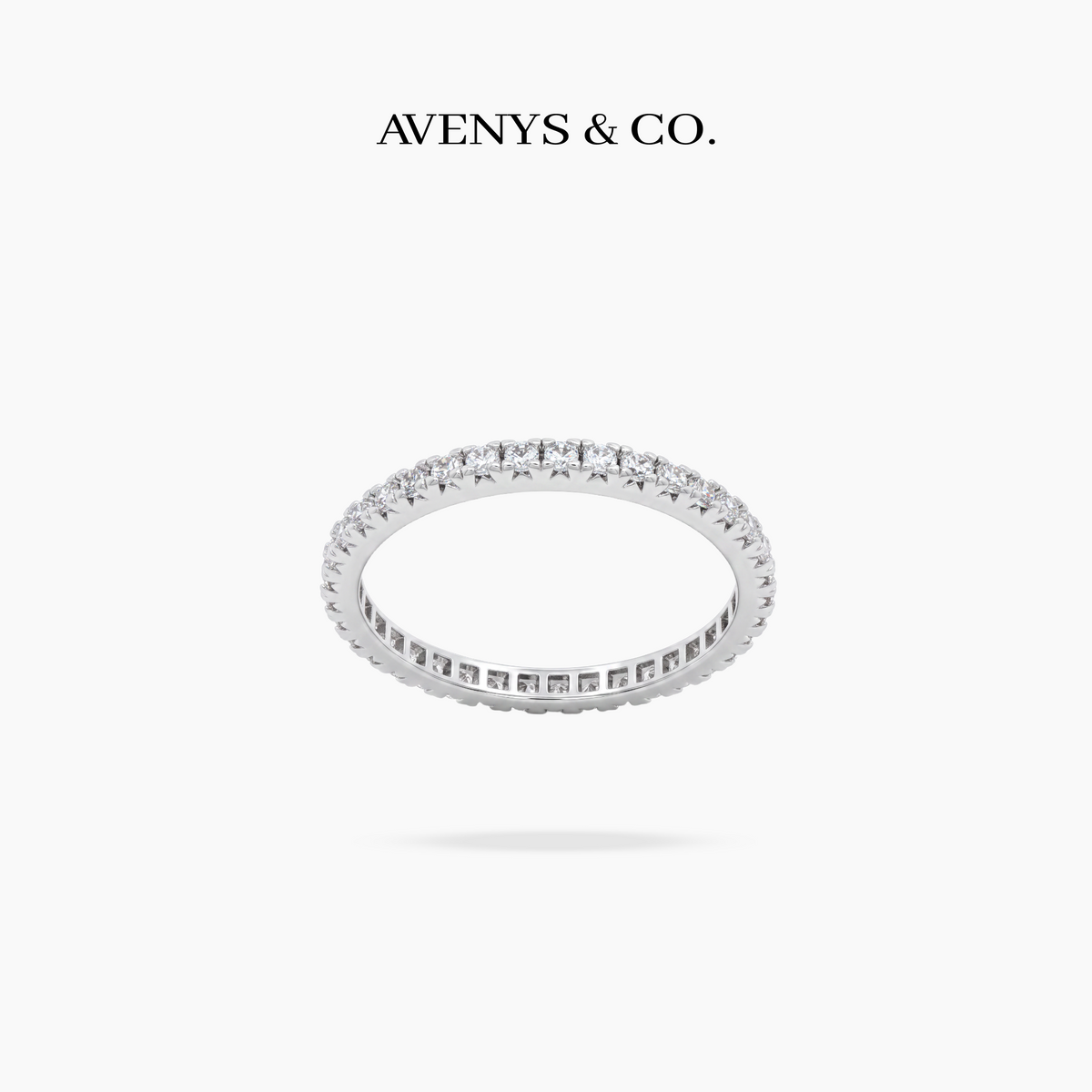 AV Forever™ French Pave Eternity Ring (2mm) with White Round Stone – on White Gold