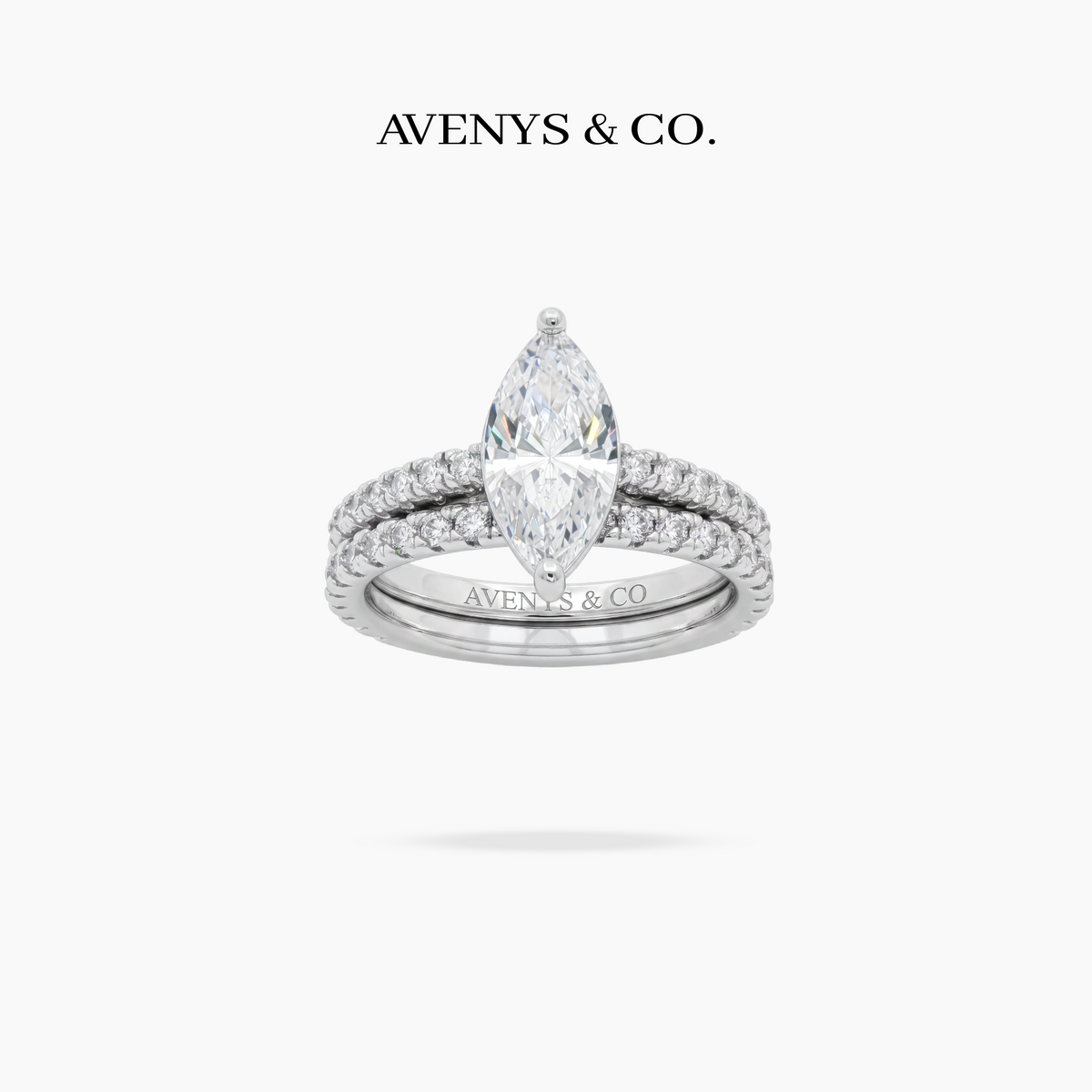 AV Dua™ Marquise Ring Set with White Marquise Stone – on White Gold