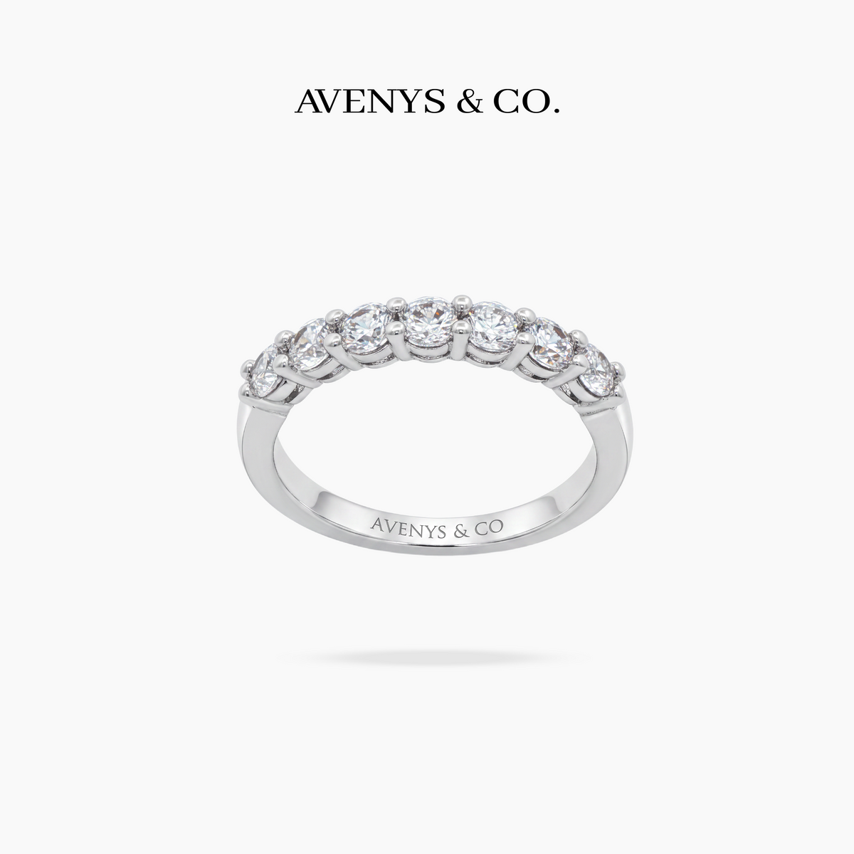 AV Forever™ Air Half Eternity Ring (3mm) with White Round Stone – on White Gold