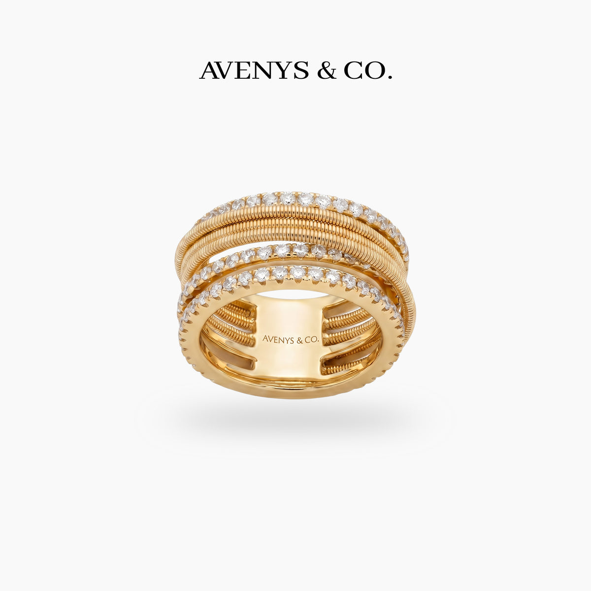 Crossline Wide Pave Ring with White Round Stone – on White Gold