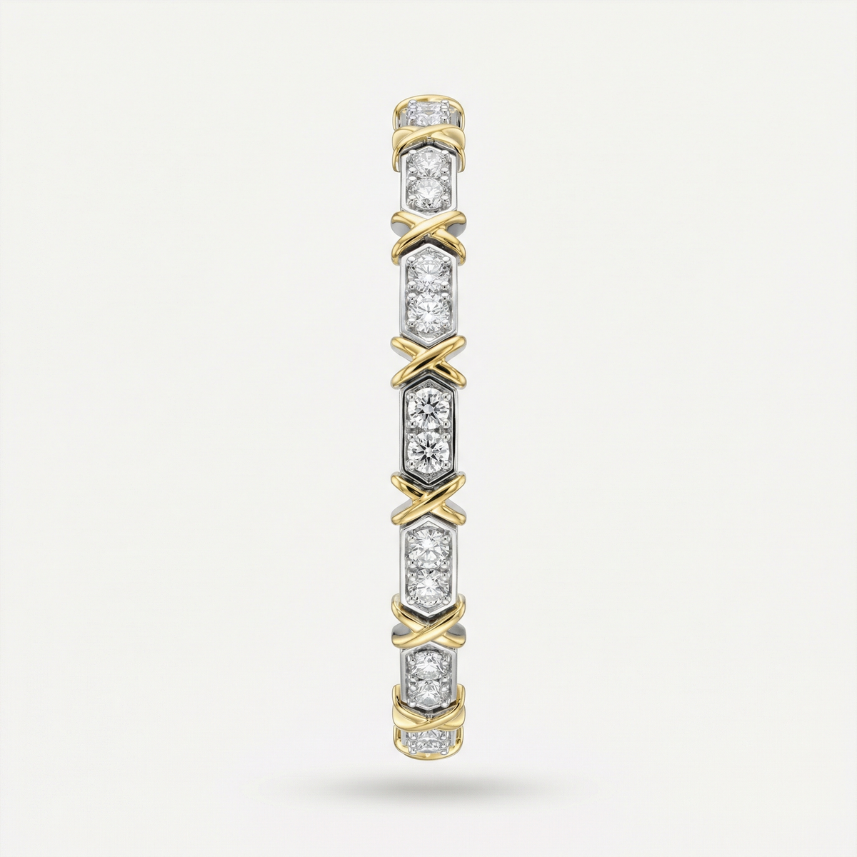X16 Bracelet with White Round Stone – on White Gold