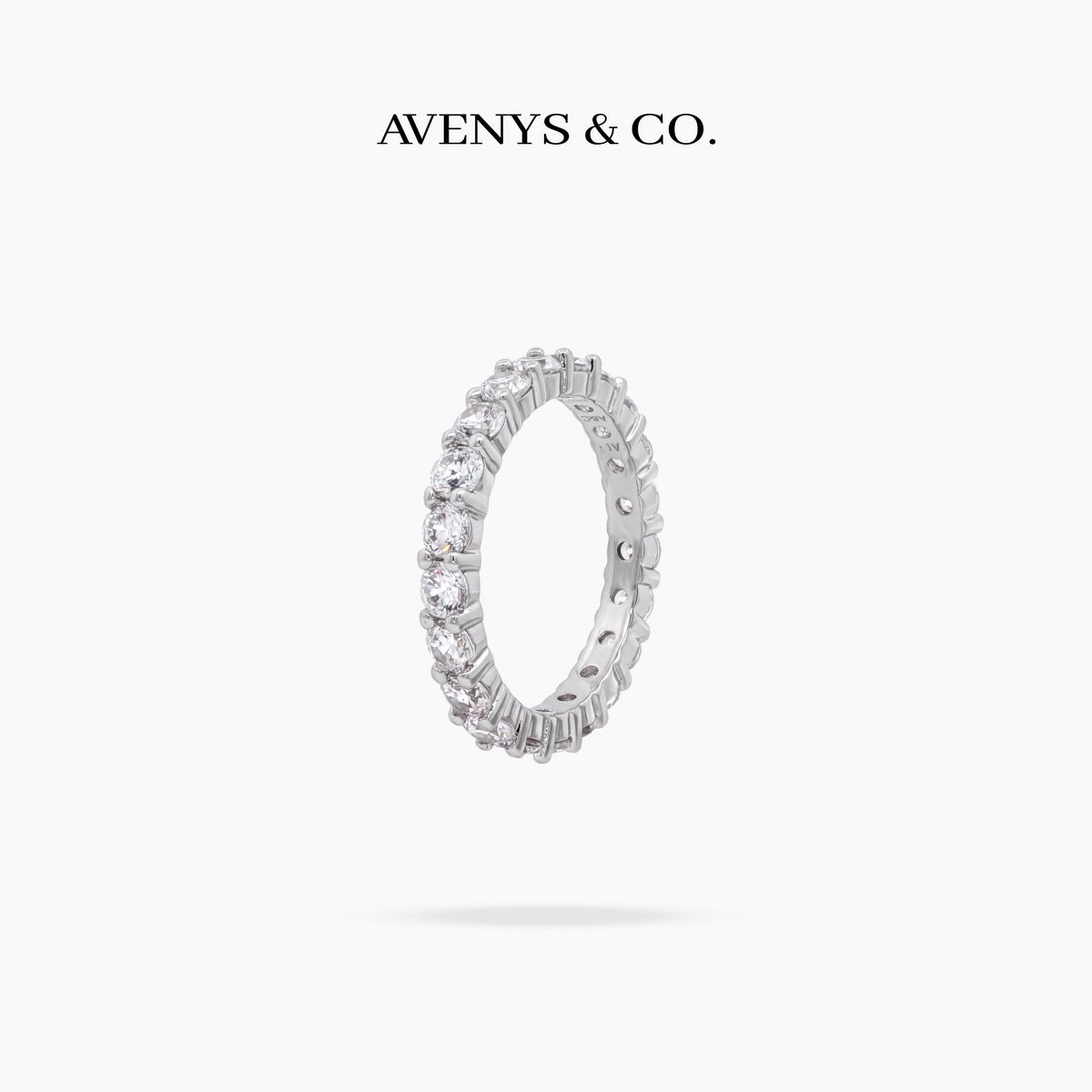 AV Forever™ Light Ring (3mm) with White Round Stone – on White Gold