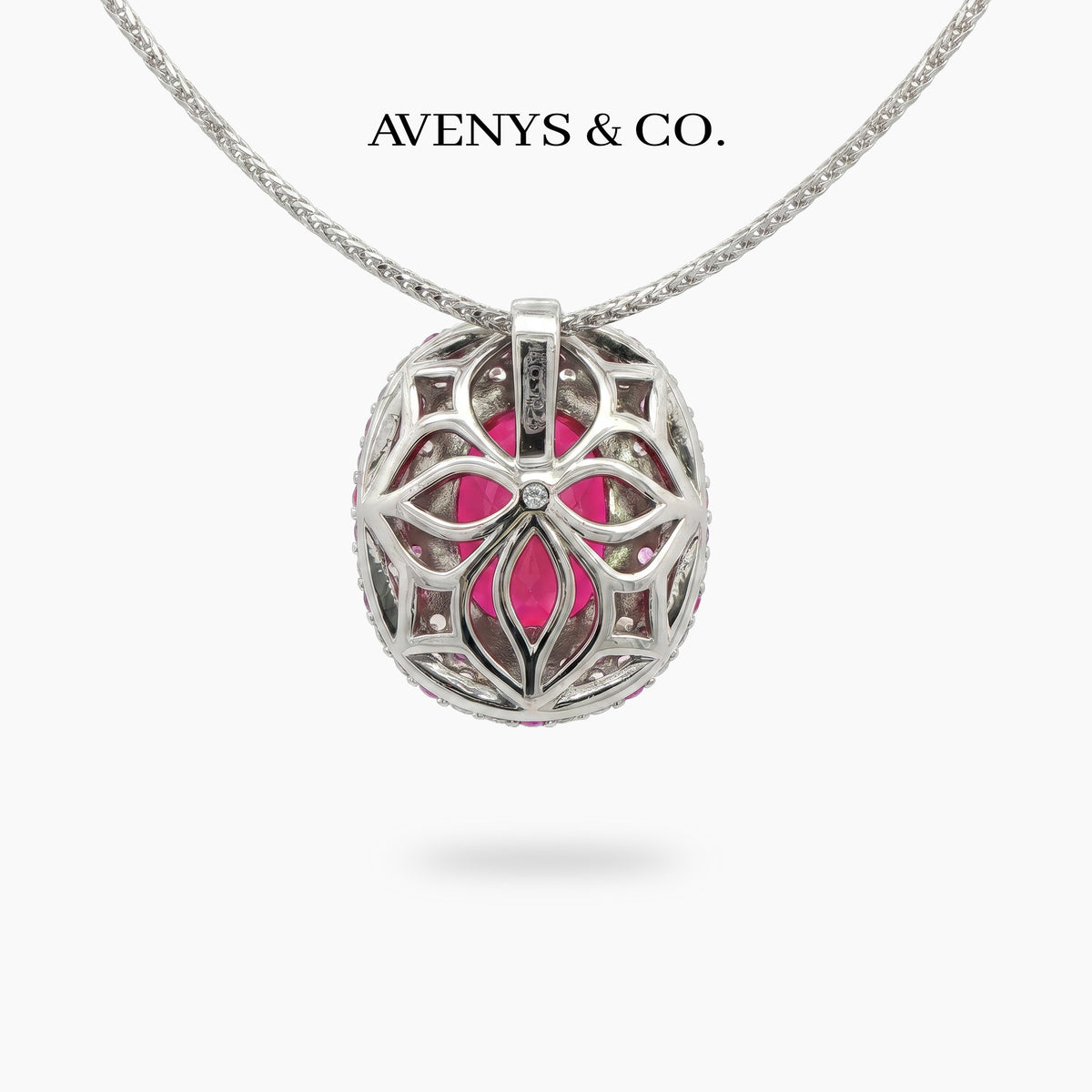 Ruby Empress with Red Oval Stone – on White Gold