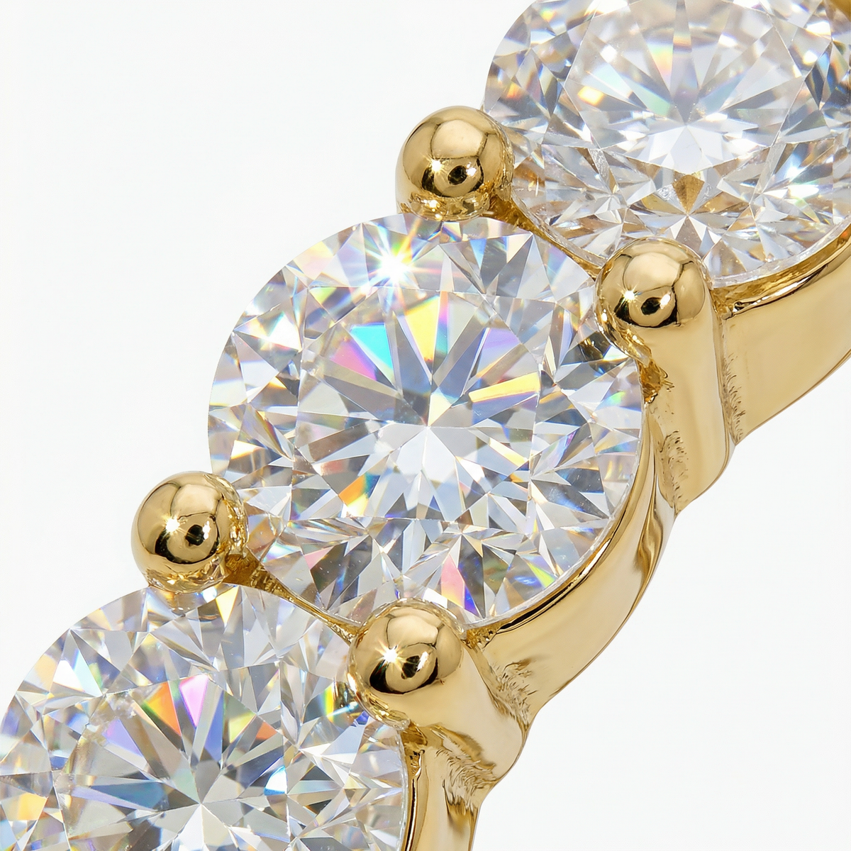 Eternity Band with White Round Stone – on Yellow Gold