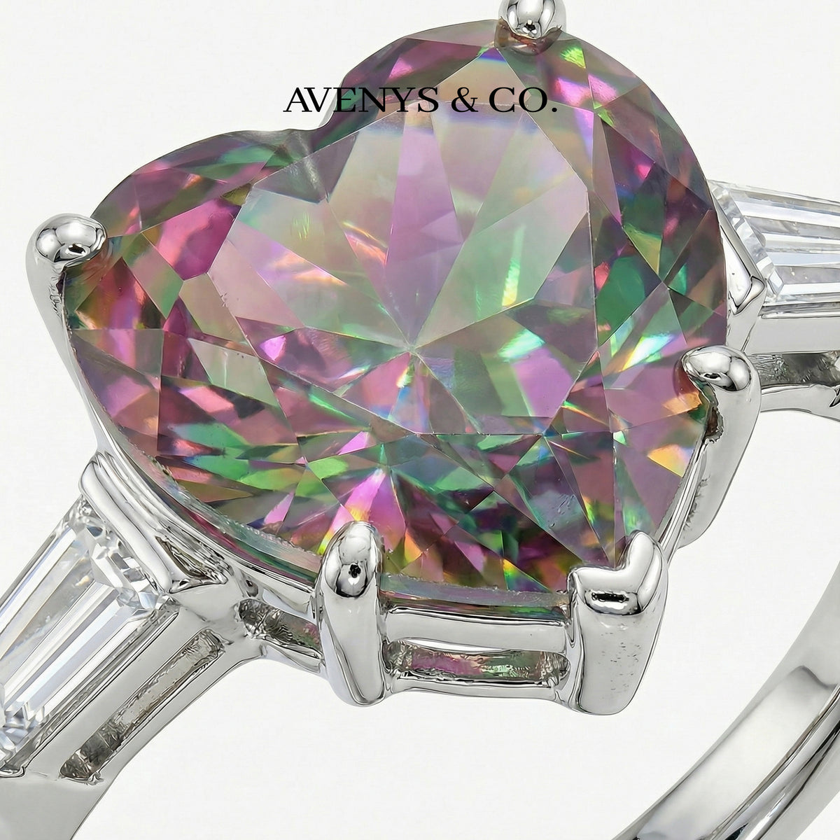 Love Heart Trilogy with Alexandrite Heart Stone – on White Gold