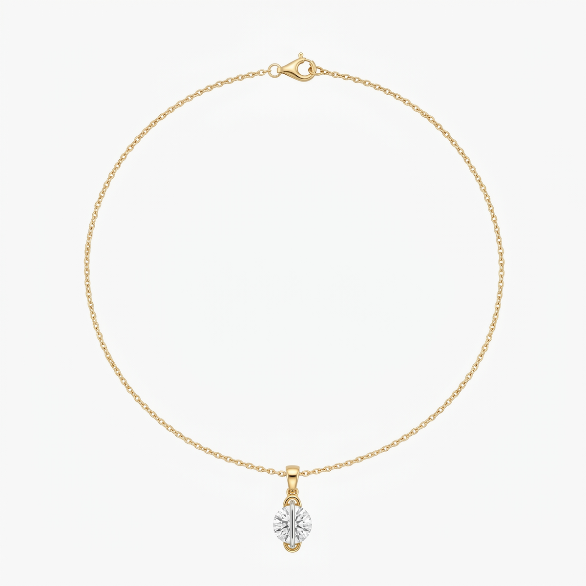 Dancing Diamonds 5ct Necklace with White Round Stone – on Yellow Gold