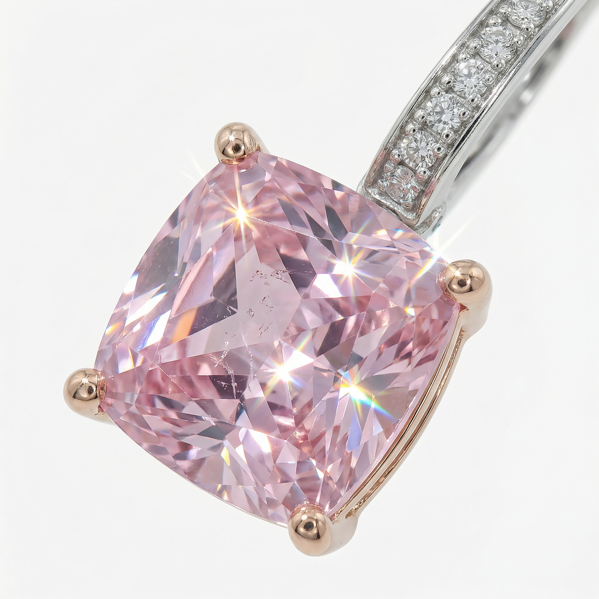 Princess Drop Earring with Pink Princess Stone – on White Gold