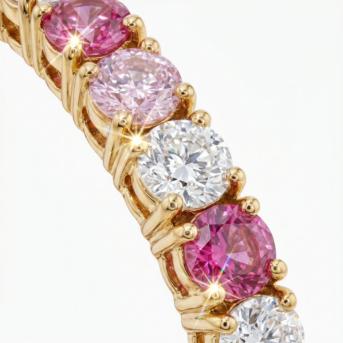 Rose Tennis Bracelet with Pink Round Stone – on Rose Gold