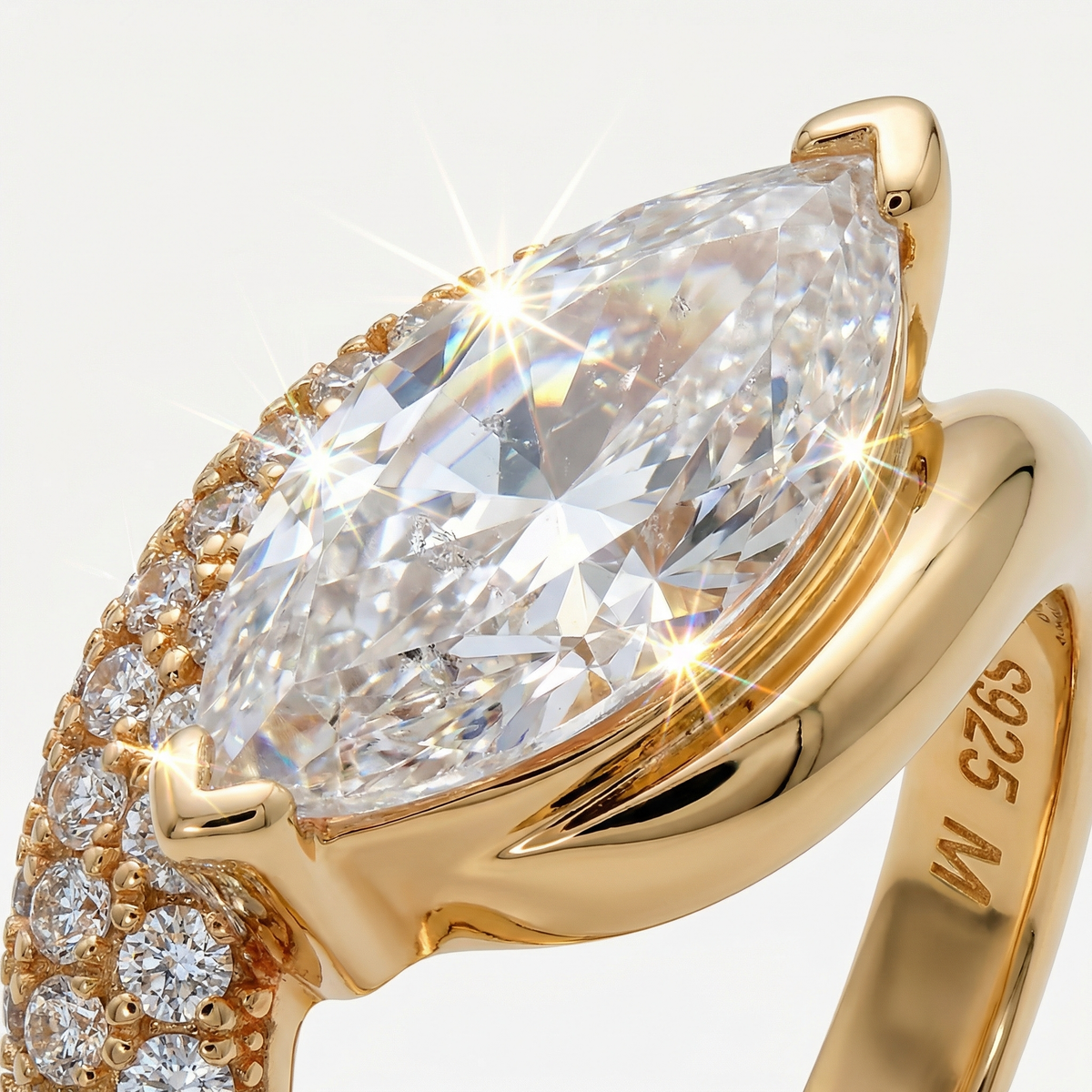 Yellow Gold Ring with Marquise Cut Diamond
