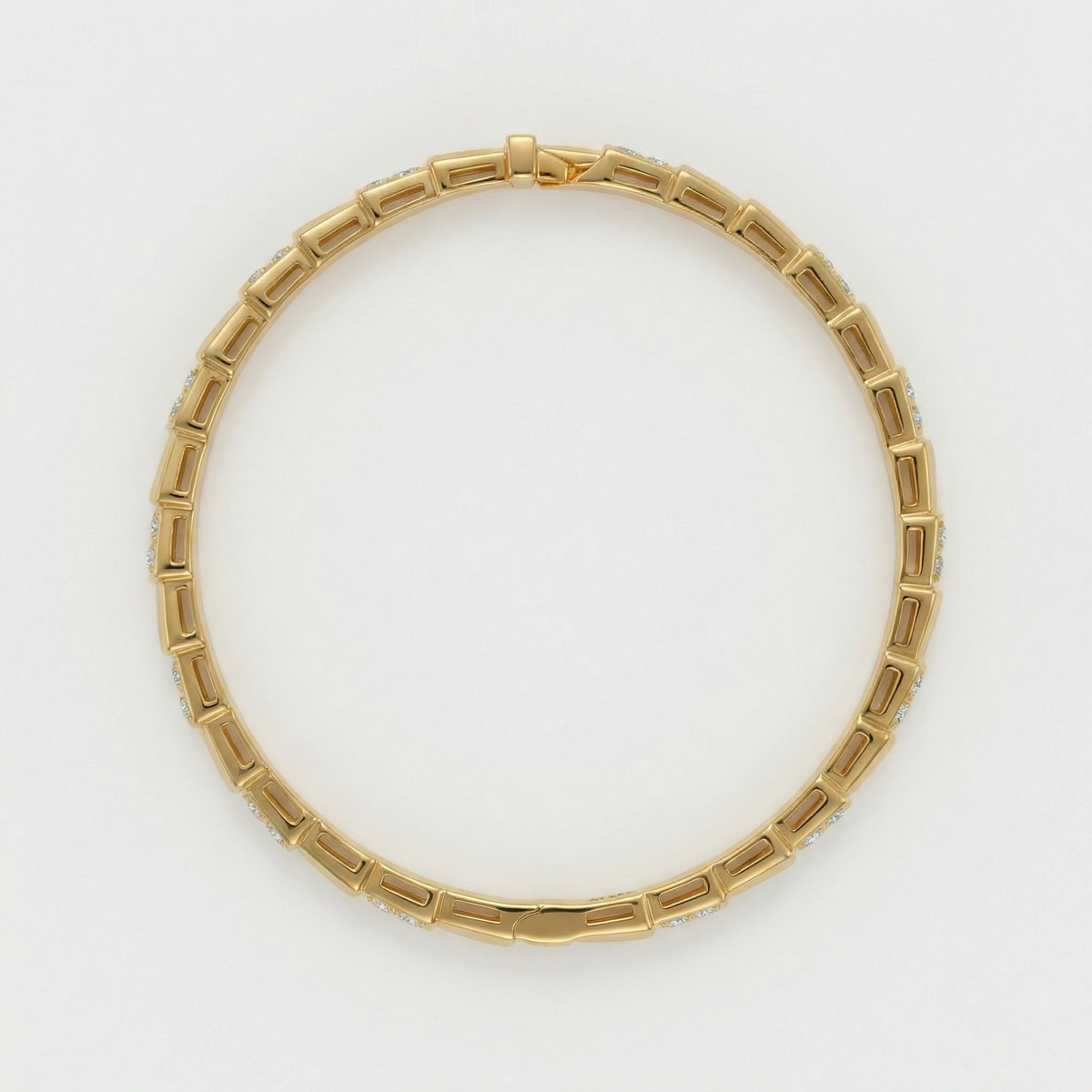 Coil Pave Bangle with White Round Stone – on Rose Gold