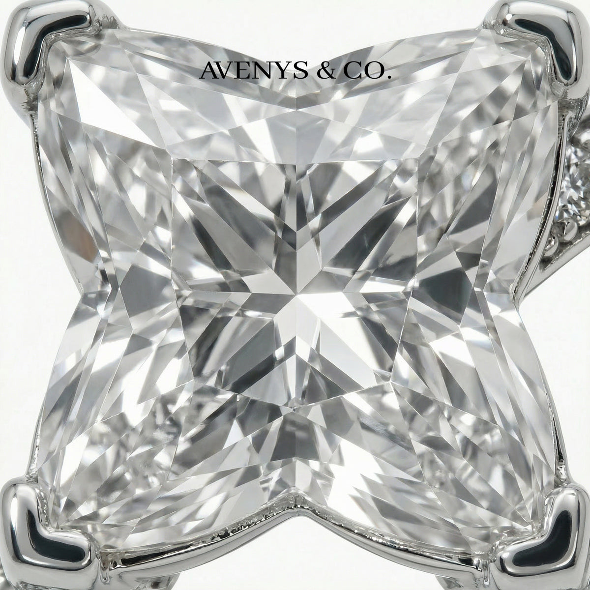 Star Pave Ring with White Marquise Stone – on White Gold