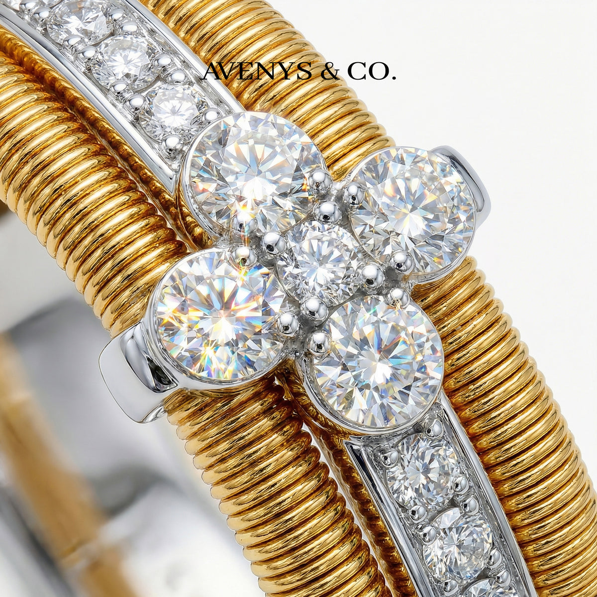 Centerline Ring with White Round Stone – on Yellow Gold