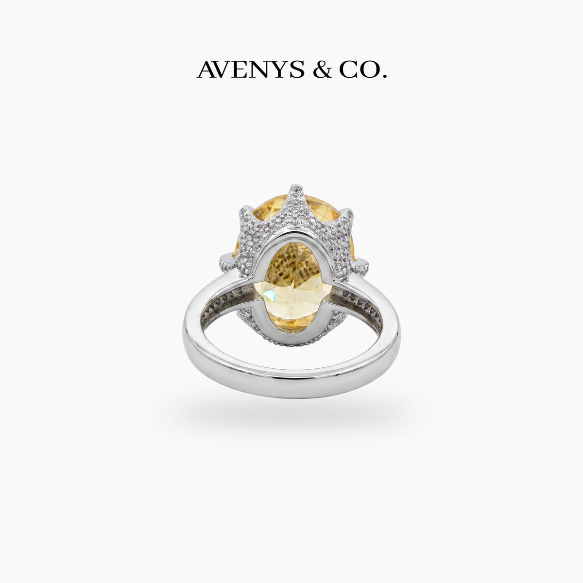 Imperial Ring with Yellow Oval Stone – on White Gold
