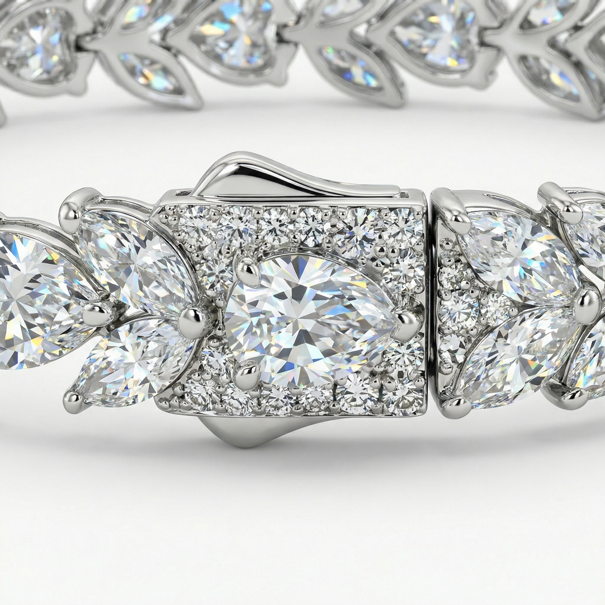 Tennis Bracelet with Pear Cut White Stone