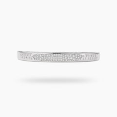 Constellation Bangle with White Round Stone – on White Gold