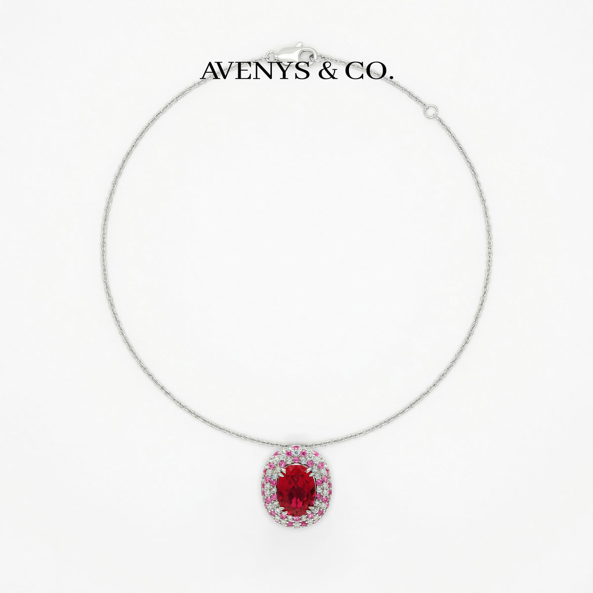 Ruby Empress with Red Oval Stone – on White Gold