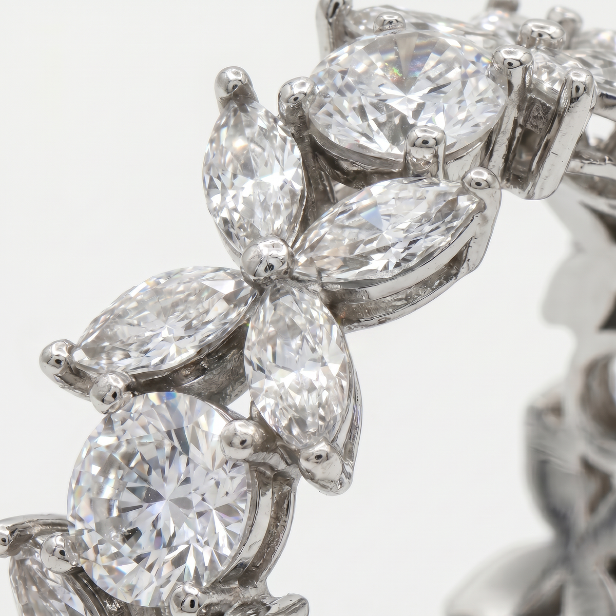 Star Eternity Slim Ring with White Marquise Stone – on White Gold