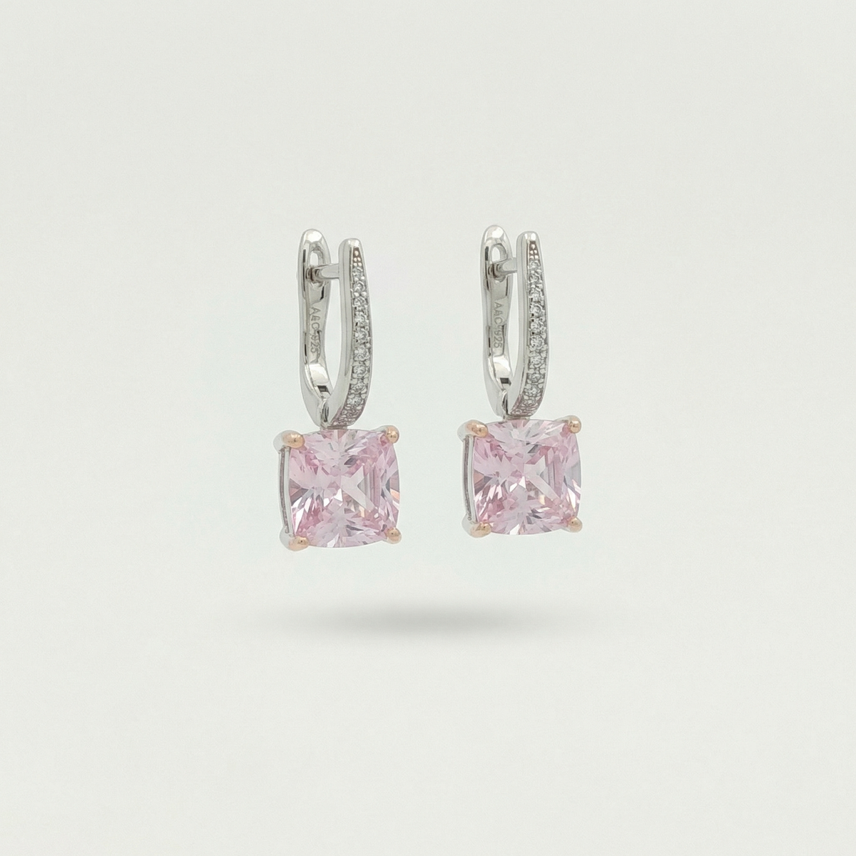 Princess Drop Earring with Pink Princess Stone – on White Gold