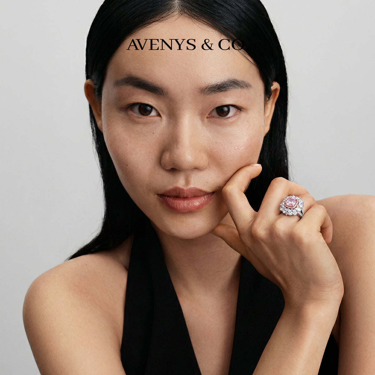 Royal Flower Halo Ring with Pink Cushion Stone – on White Gold