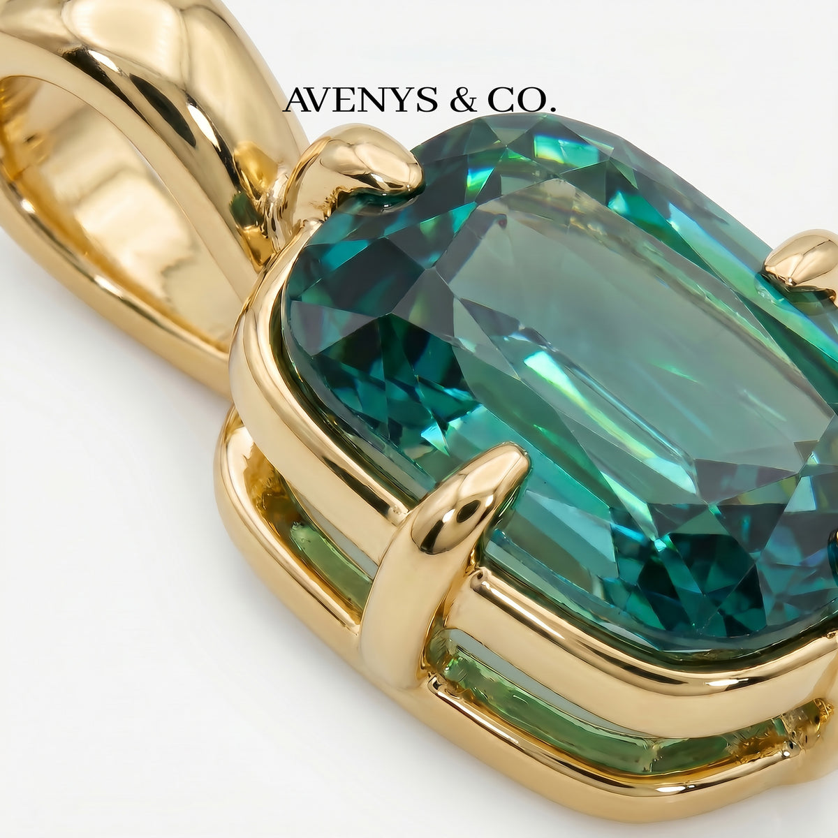 Modern Solitaire Necklace with Blue Oval Stone – on Yellow Gold