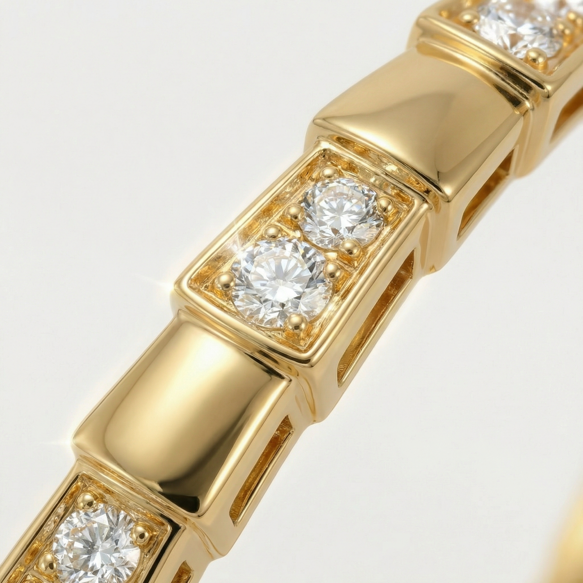 Coil Pave Bangle with White Round Stone – on Rose Gold