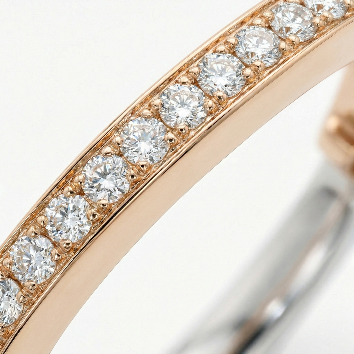 Lock Bangle with White Round Stone – on Yellow Gold