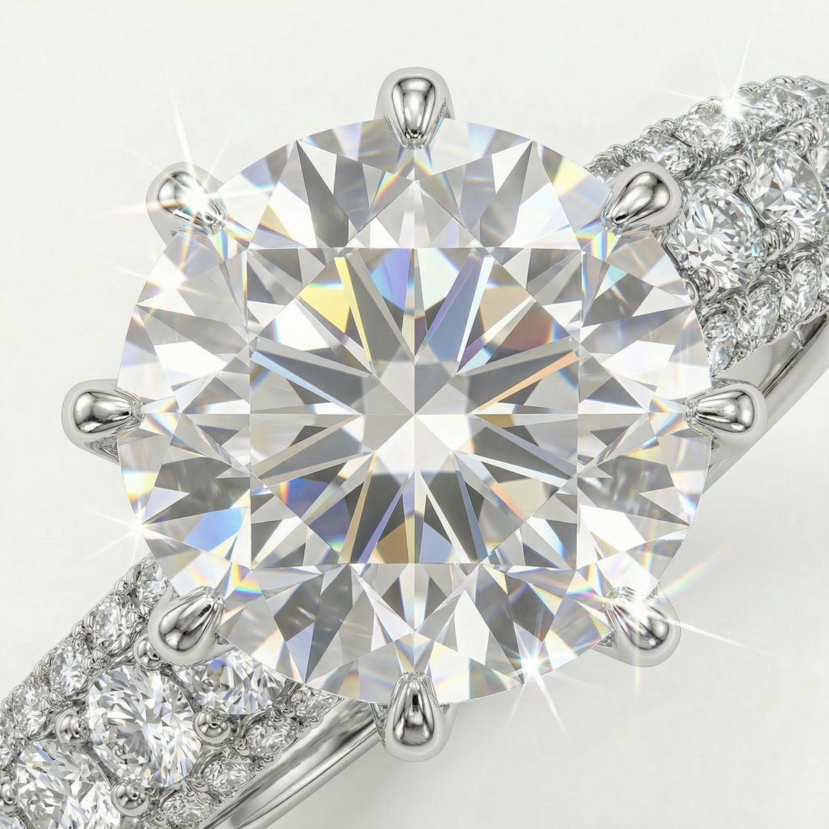 Stardust 6ct Solitaire Ring with White Round Stone – on White Gold
