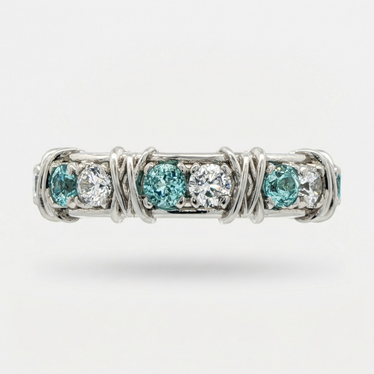AV Signature Ring Mens with Paraiba Round Stone – on White Gold
