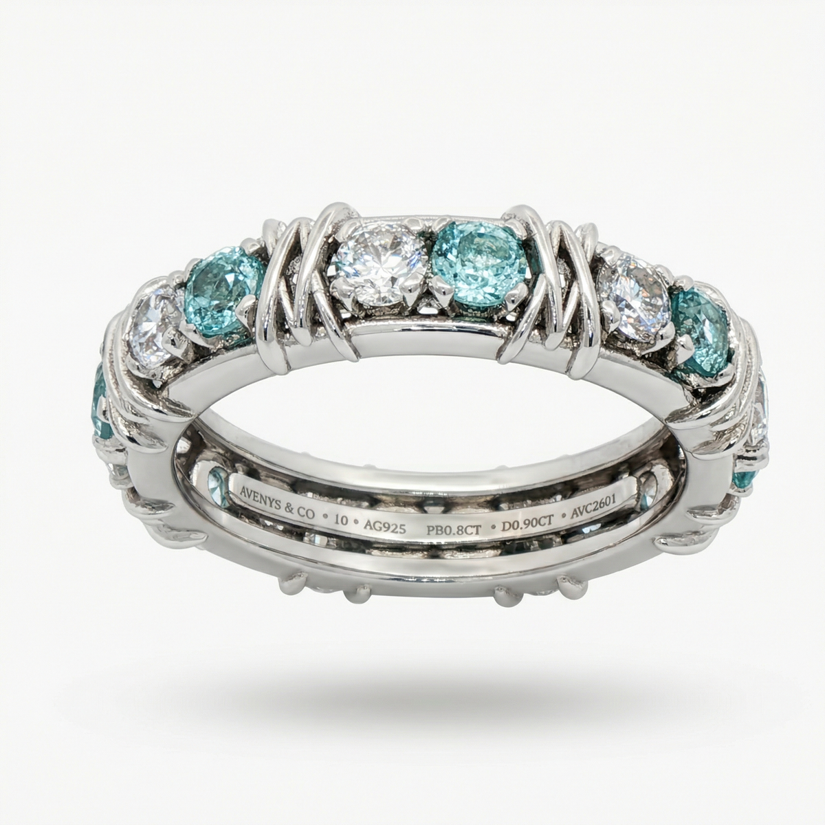 AV Signature Ring Mens with Paraiba Round Stone – on White Gold