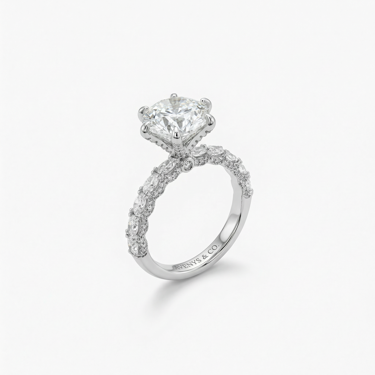 Stardust 6ct Solitaire Ring with White Round Stone – on White Gold