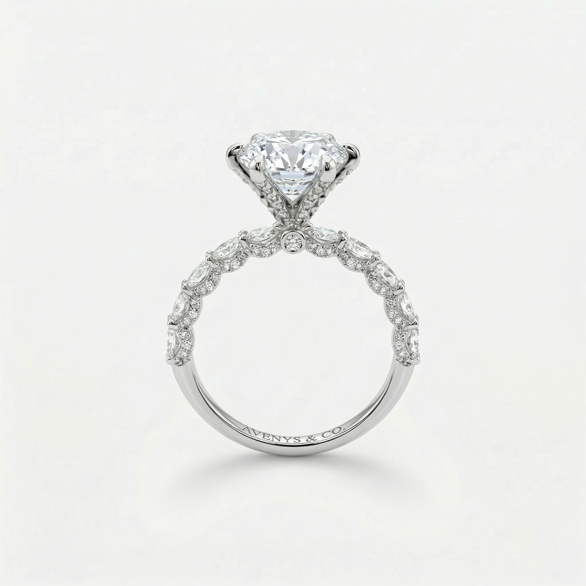 Stardust 6ct Solitaire Ring with White Round Stone – on White Gold