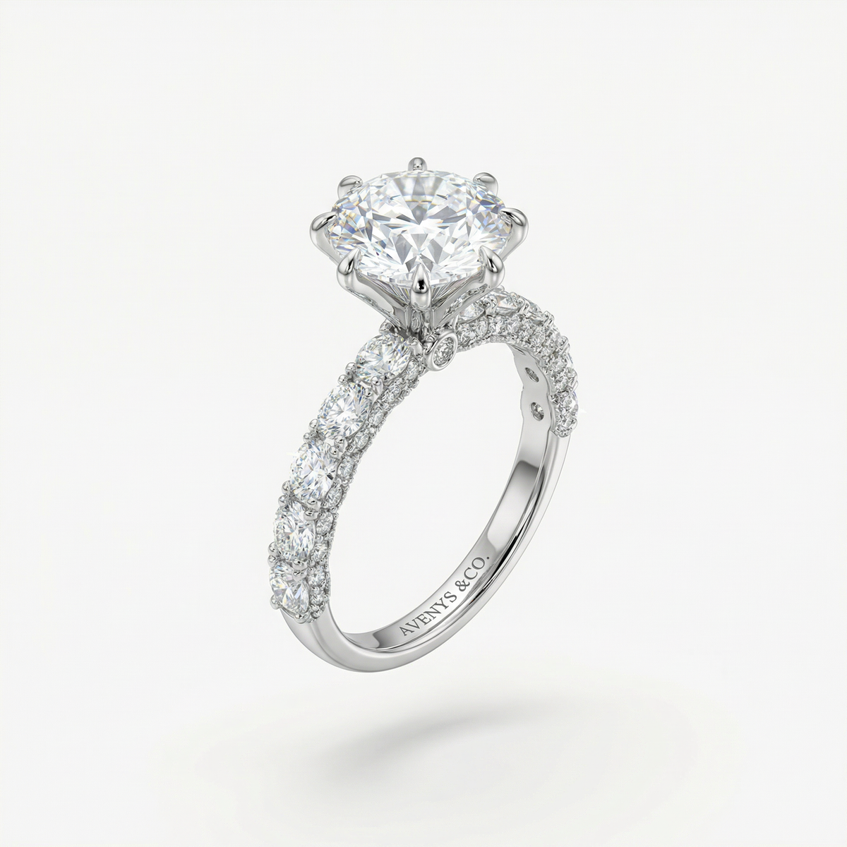Stardust 6ct Solitaire Ring with White Round Stone – on White Gold