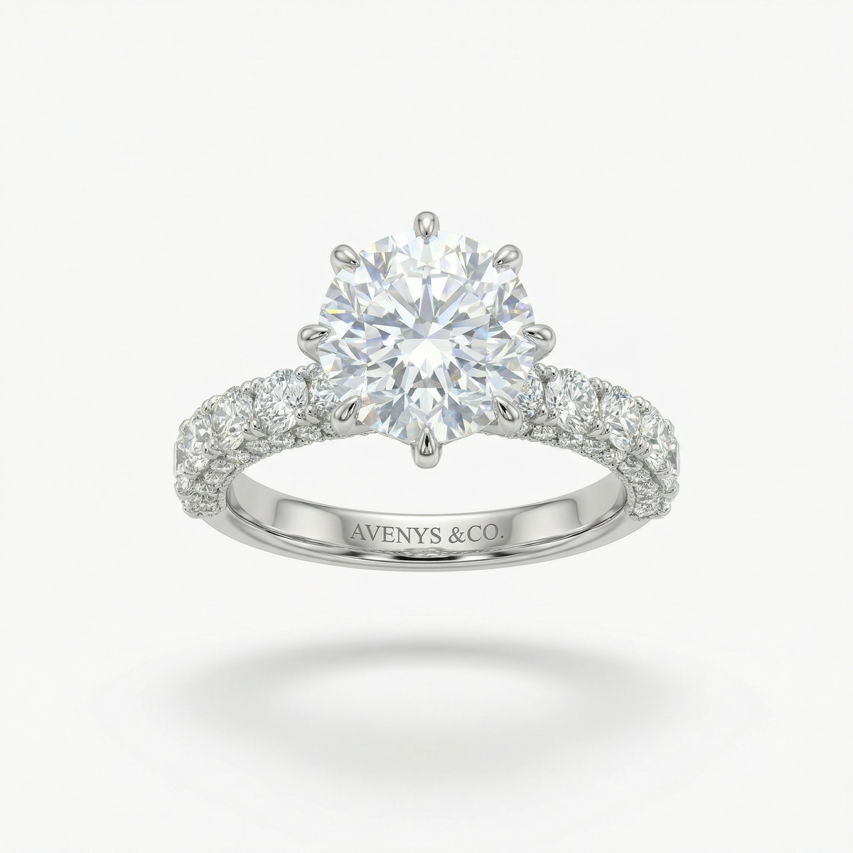 Stardust 6ct Solitaire Ring with White Round Stone – on White Gold