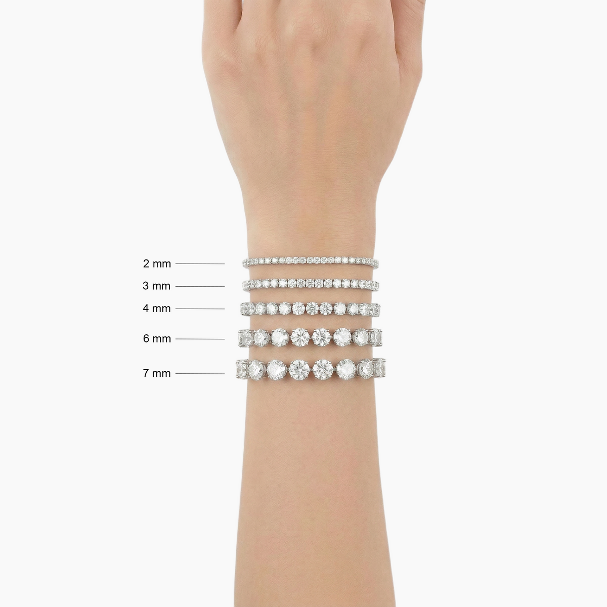 Bold Tennis Bracelet (4mm) with White Round Stone – on White Gold