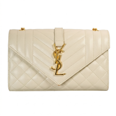Saint Laurent Envelope Chain Wallet – Grain de Poudre Matelassé Leather