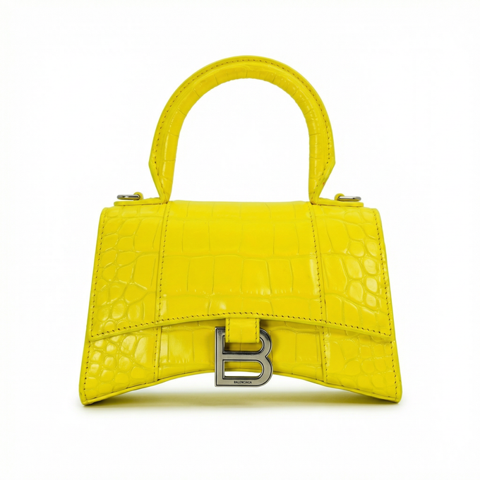 Balenciaga Hourglass Top Handle XS – Croc-Embossed Calfskin