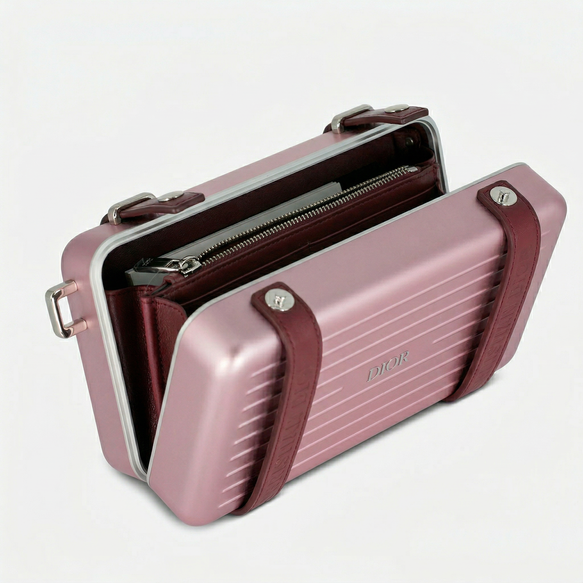 Dior × RIMOWA Pink Personal Clutch on Strap – Aluminum