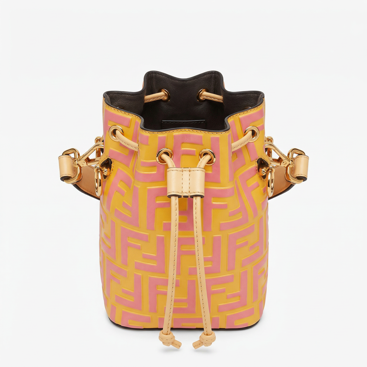 Fendi Mini Mon Tresor – Orange Hand-Painted FF Embossed Leather