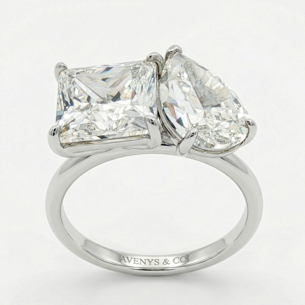 Platinum Multistone Ring with Pear Cut Diamond