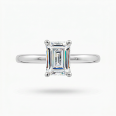 Emerald Delicate Ring with White Emerald Stone – on White Gold