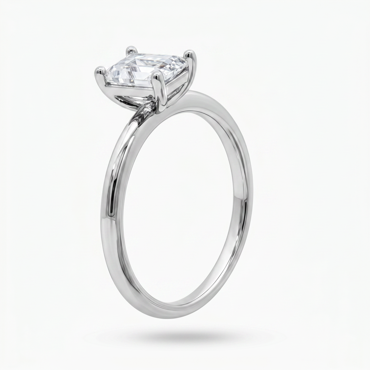 Emerald Delicate Ring with White Emerald Stone – on White Gold