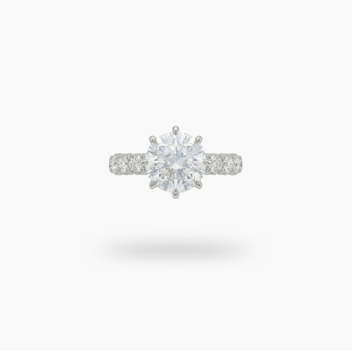 Stardust 6ct Solitaire Ring with White Round Stone – on White Gold