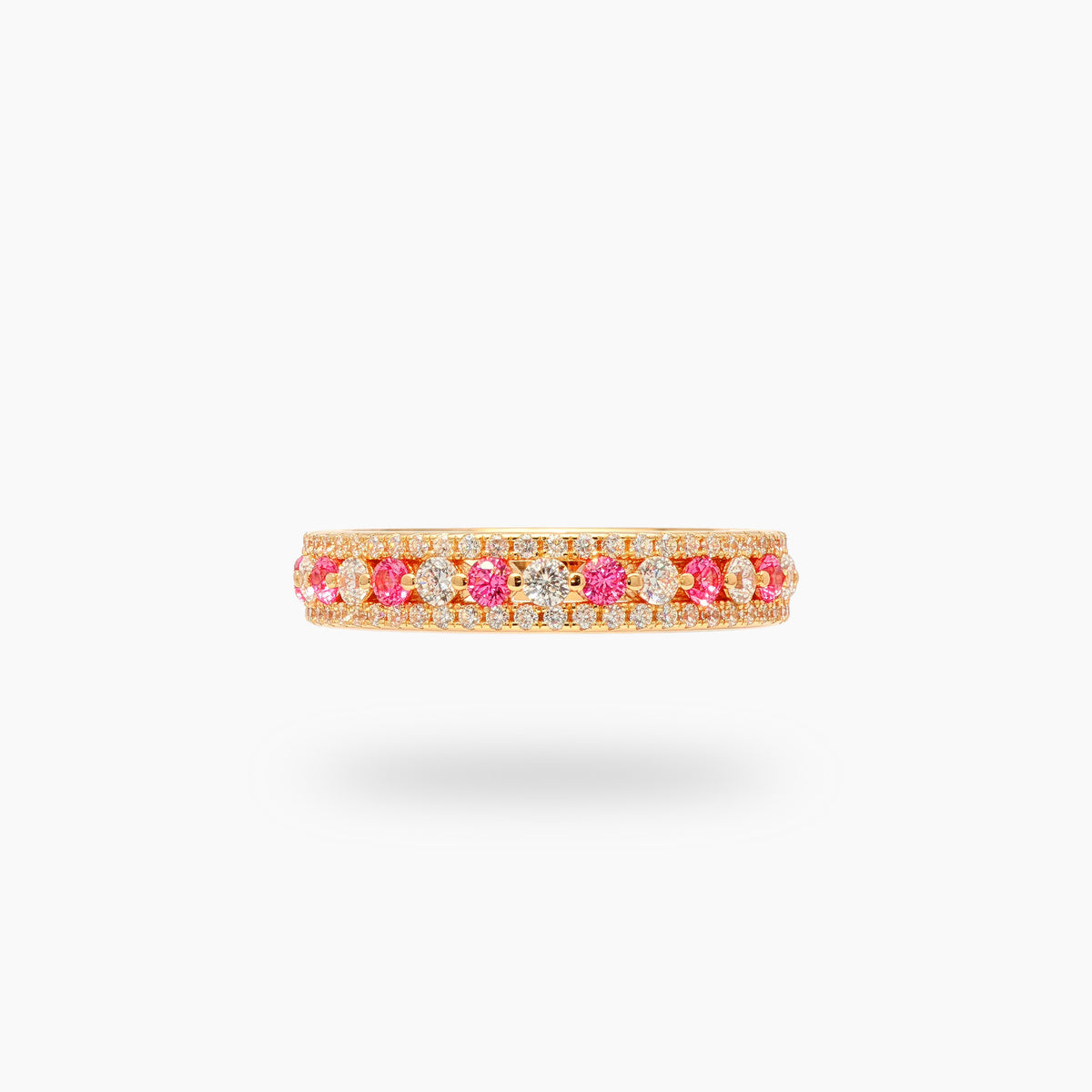 Rose Pave Band with Pink Round Stone – on Rose Gold