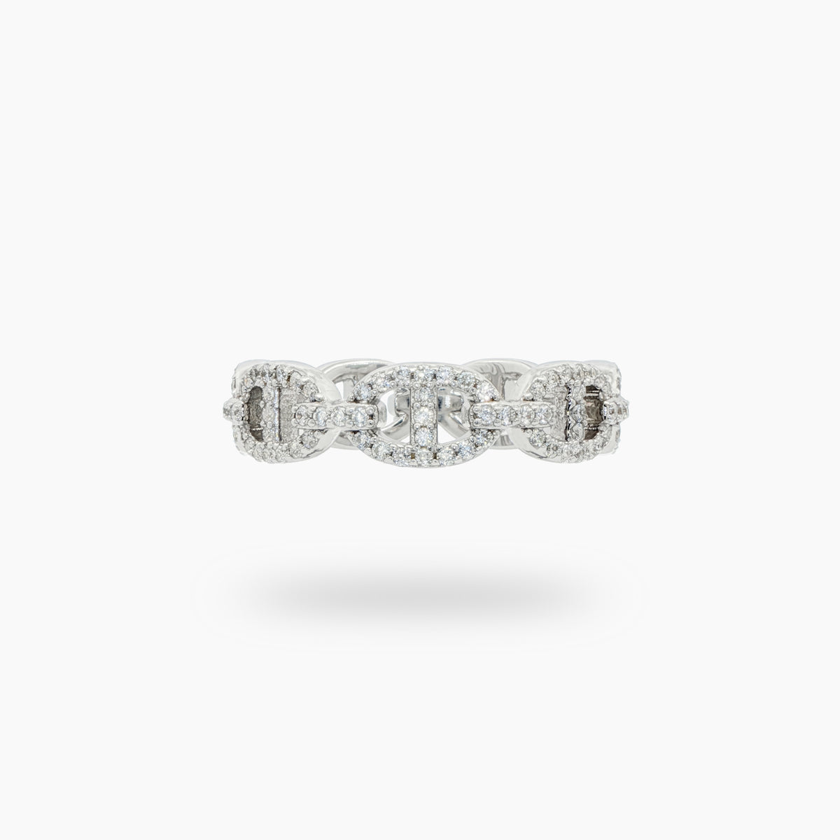 Bounded Pave Ring with White Round Stone – on White Gold