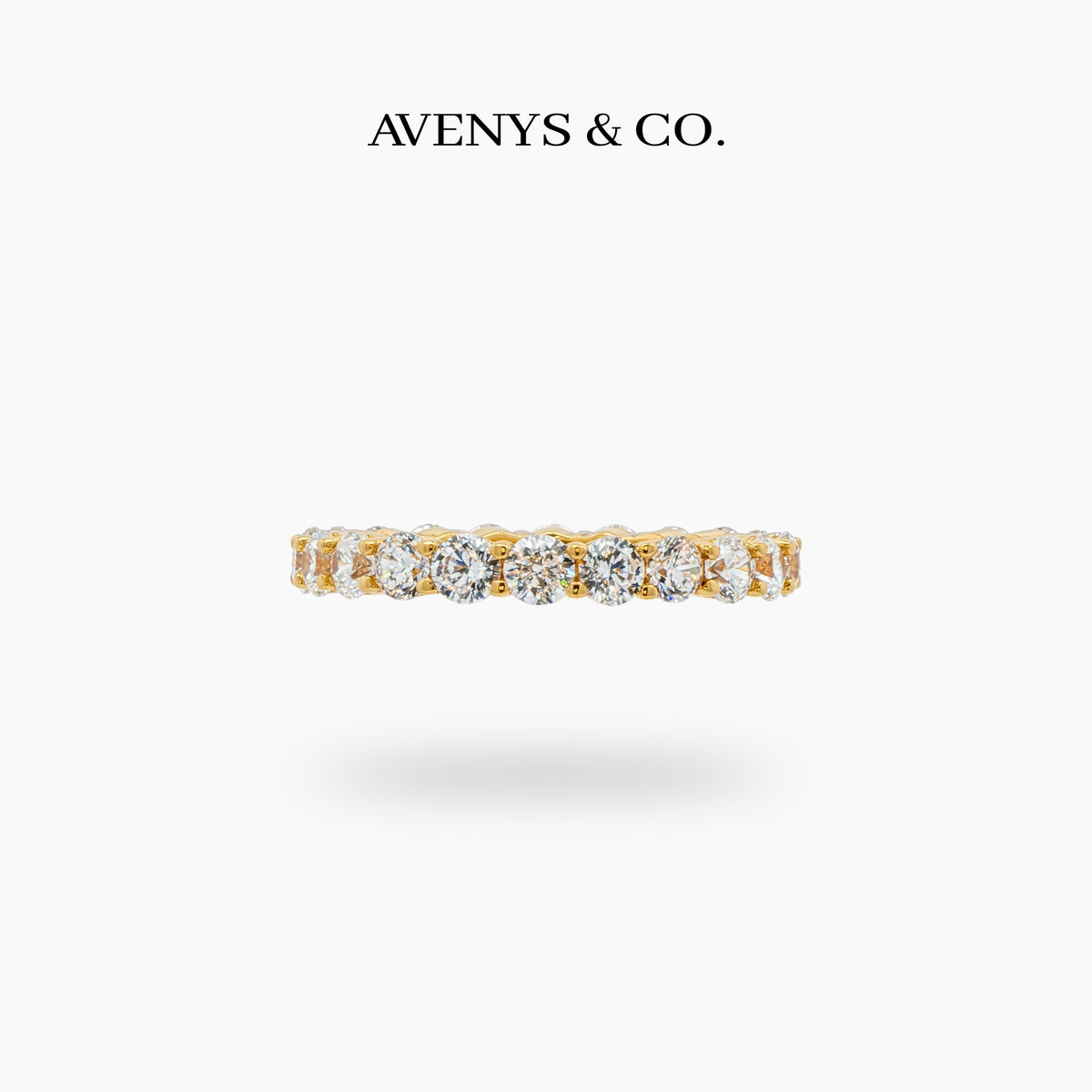 Eternity Band with White Round Stone – on Yellow Gold