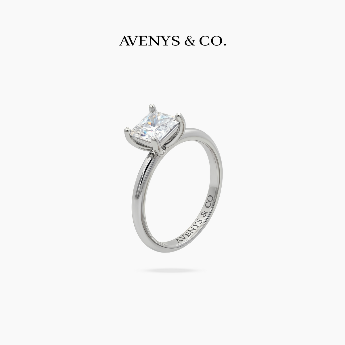 Princess Delicate Ring with White Princess Stone – on White Gold