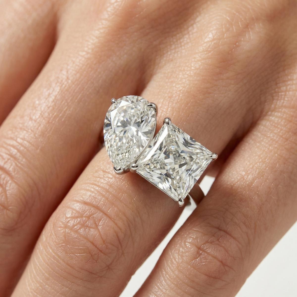 Platinum Multistone Ring with Pear Cut Diamond
