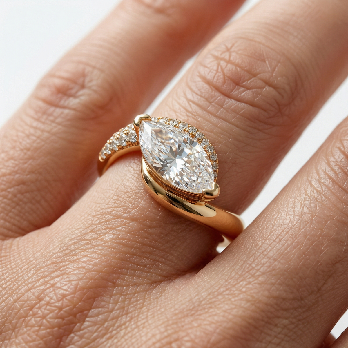 Yellow Gold Ring with Marquise Cut Diamond
