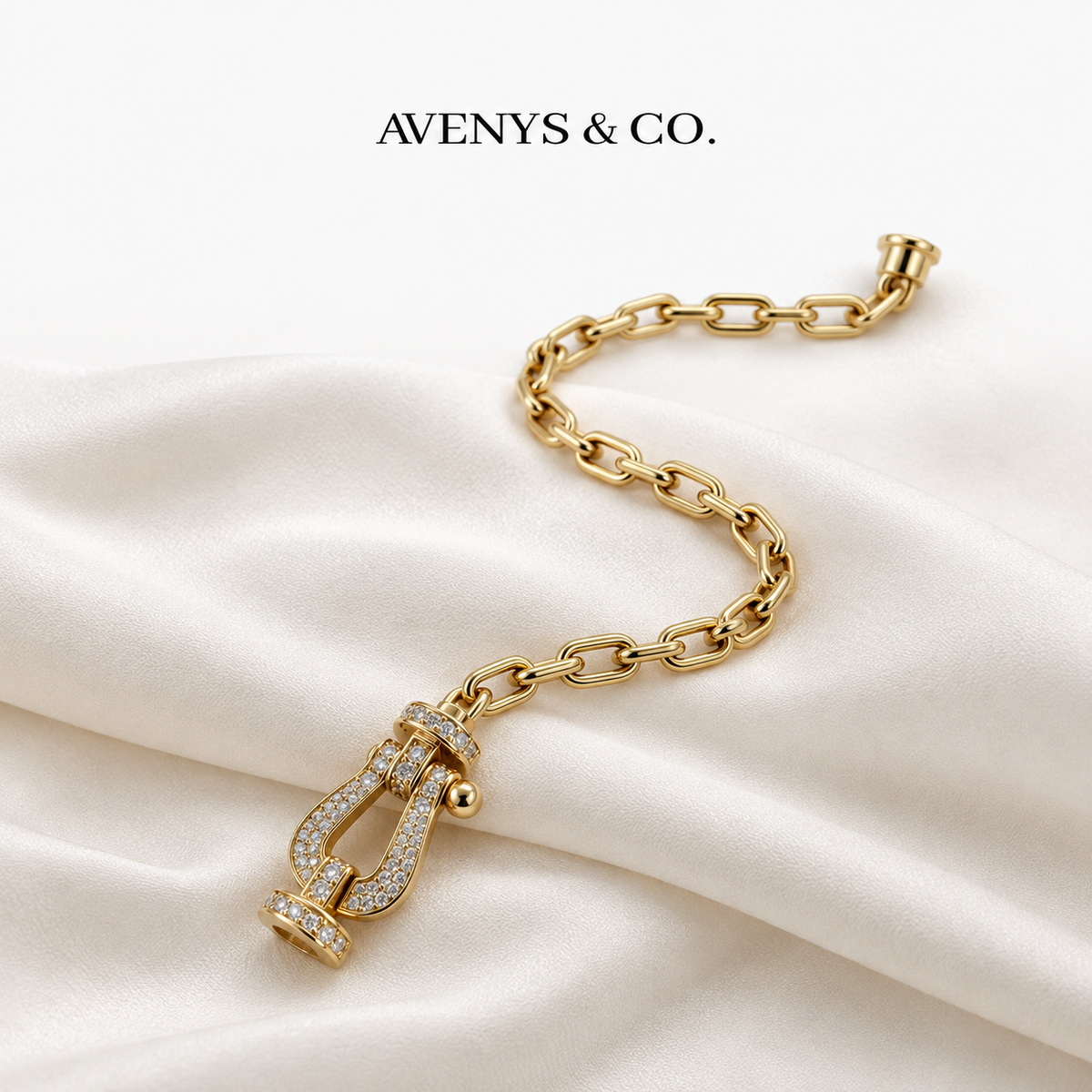 AV Anchor Chain Bracelet on Yellow Gold — lifestyle view