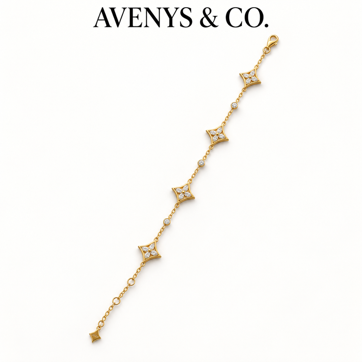 AV Bloom Starburst Bracelet on Yellow Gold — full bracelet